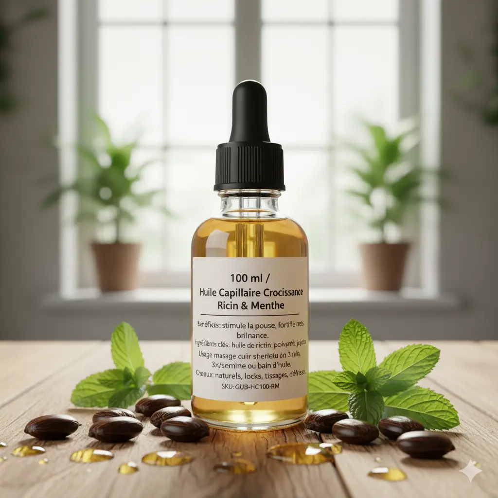 Huile Capillaire Croissance Ricin & Menthe — 100 ml